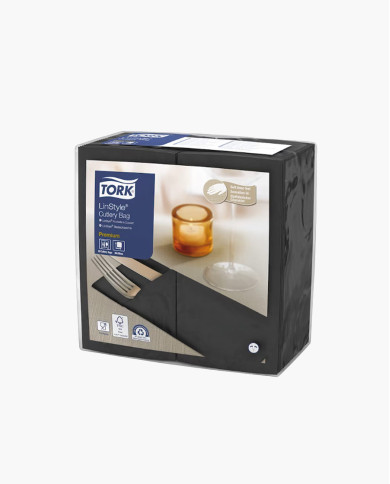 Tork Premium LinStyle Tovagliolo portaposate nero - 50pz Tork Premium LinStyle Tovagliolo portaposate nero - 50pz