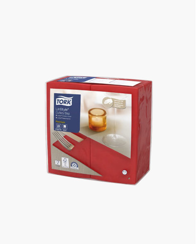 Tork Premium LinStyle Tovagliolo portaposate rosso - 50pz Tork Premium LinStyle Tovagliolo portaposate rosso - 50pz