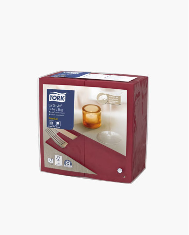 Tork Premium LinStyle Tovagliolo portaposate bordeaux - 50pz Tork Premium LinStyle Tovagliolo portaposate bordeaux - 50pz